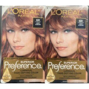 TWO Loreal Superior Preference Permanent Hair Color Shine System 6R LIGHT AUBURN